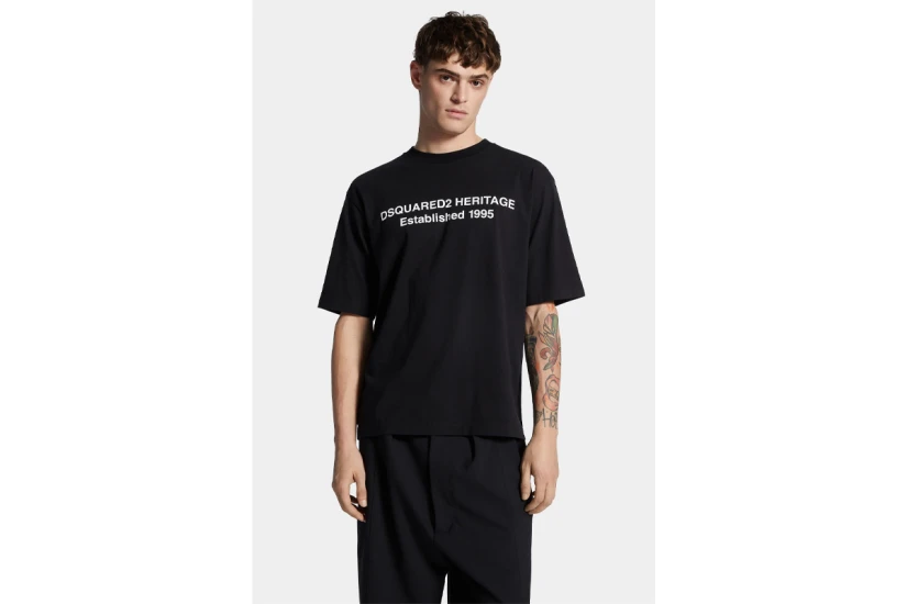 Dsquared2 Loose Fit Heritage Ανδρικό Κοντομάνικο T-Shirt Μαύρο
