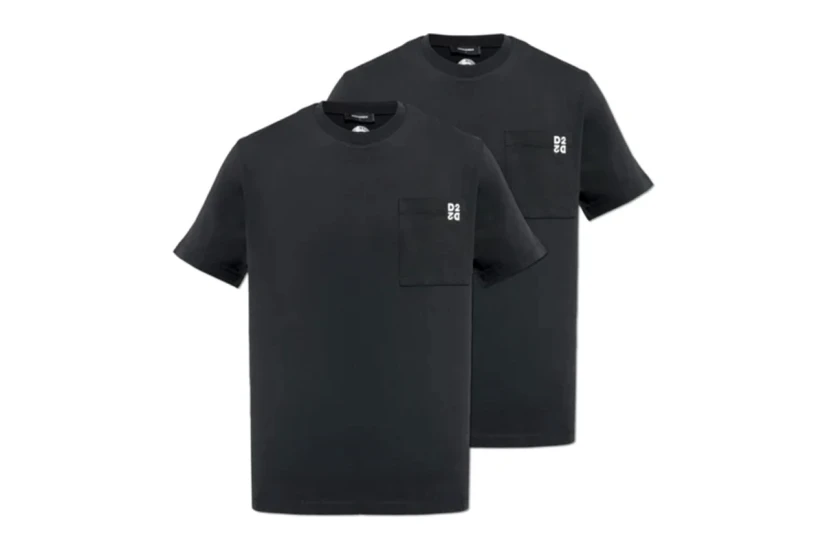 Dsquared2 Twin Pack Ανδρικά Κοντομάνικα T-Shirt Μαύρα 2 Τεμάχια