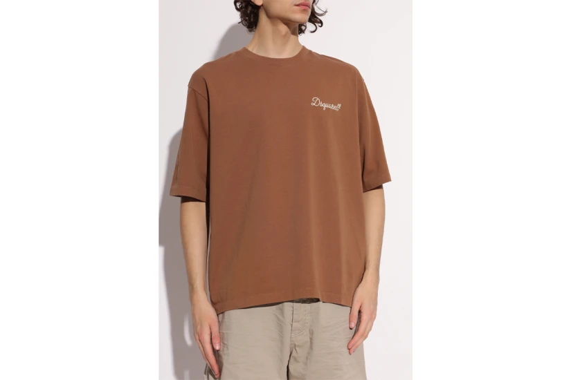 Dsquared2 Signature Loose Fit Ανδρικό Κοντομάνικο T-Shirt Καφέ