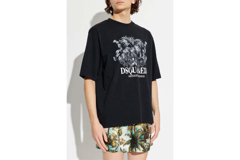 Dsquared2 Monkey Business Ανδρικό Κοντομάνικο T-Shirt Μαύρο