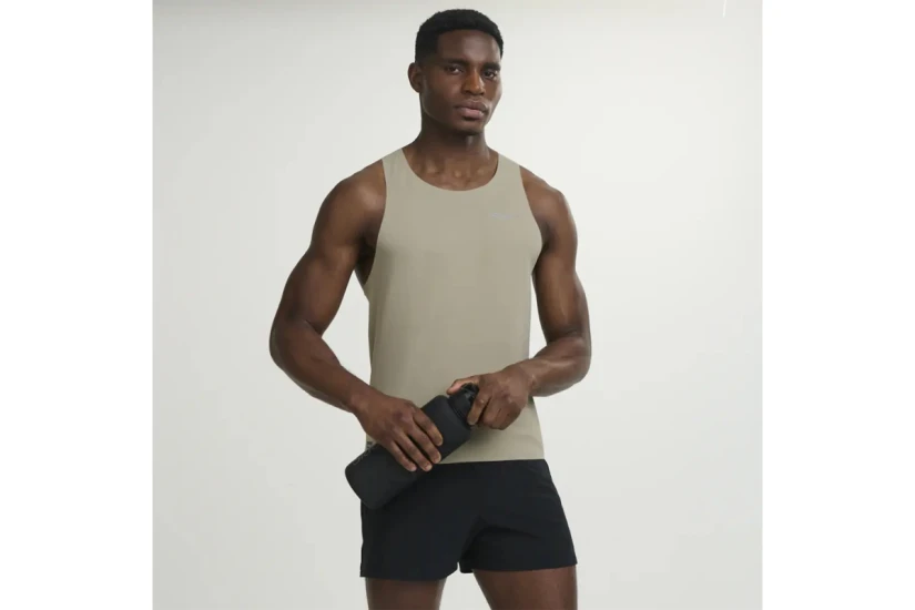 Saucony Stopwatch Singlet Ανδρική Αμάνικη Μπλούζα Λαδί
