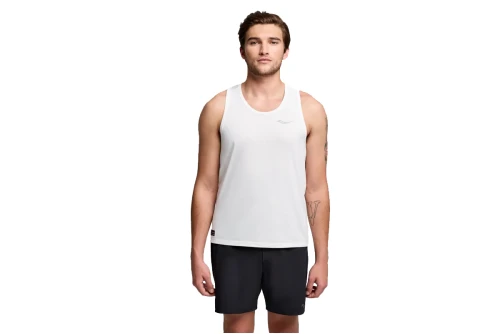 Saucony Stopwatch Singlet Μπλούζα Αμάνικη Ανδρική (SAM800375-WH)