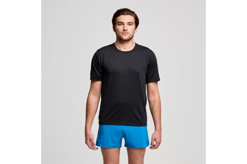 Saucony Stopwatch Ανδρικό Κοντομάνικο T-Shirt Μαύρο