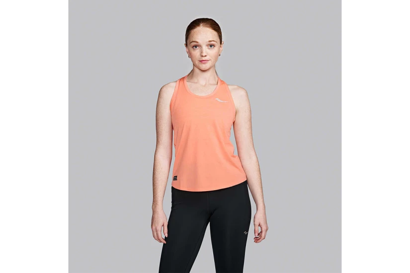 Saucony Stopwatch Singlet Γυναικεία Αμάνικη Μπλούζα Σομόν