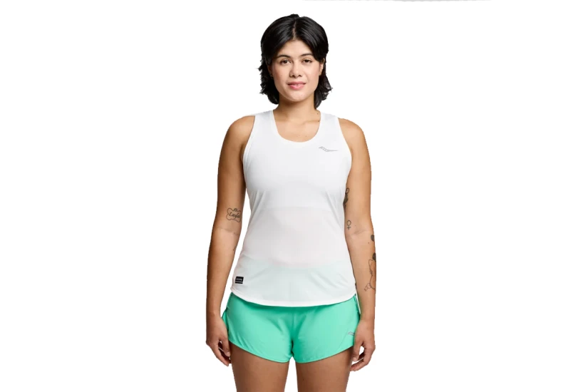 Saucony Stopwatch Singlet Γυναικεία Αμάνικη Μπλούζα Λευκή