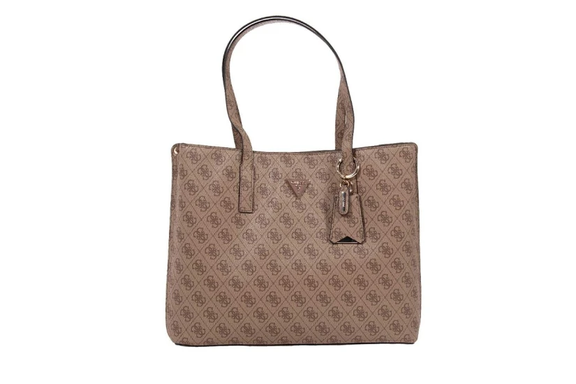 Guess Meridian II 4G Logo Γυναικεία Τσάντα Tote Καφέ, Μπεζ