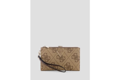 Guess Laurel Double Zip Organiser Πορτοφόλι (SO7459157 LATTE LOGO-BROWN)