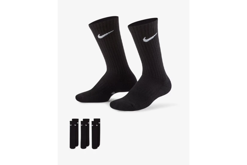 Nike Dri-FIT Everyday Cushioned Ψηλές Κάλτσες Μαύρες 3 Ζευγάρια
