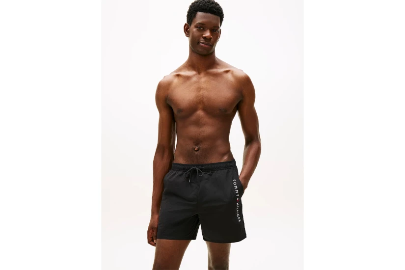 Tommy Jeans Original Logo Mid Length Ανδρικό Μαγιό Σορτς Μαύρο
