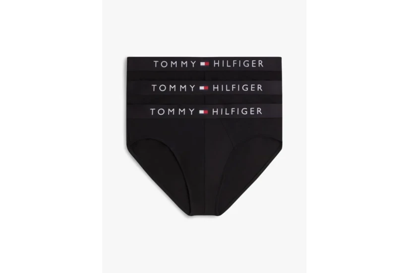 Tommy Jeans Original Logo Waistband Ανδρικά Εσώρουχα Σλιπ Μαύρα 3-Τεμάχια