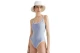 Tommy Jeans One Piece Γυναικείο Ολόσωμο Μαγιό Γαλάζιο, Λευκό