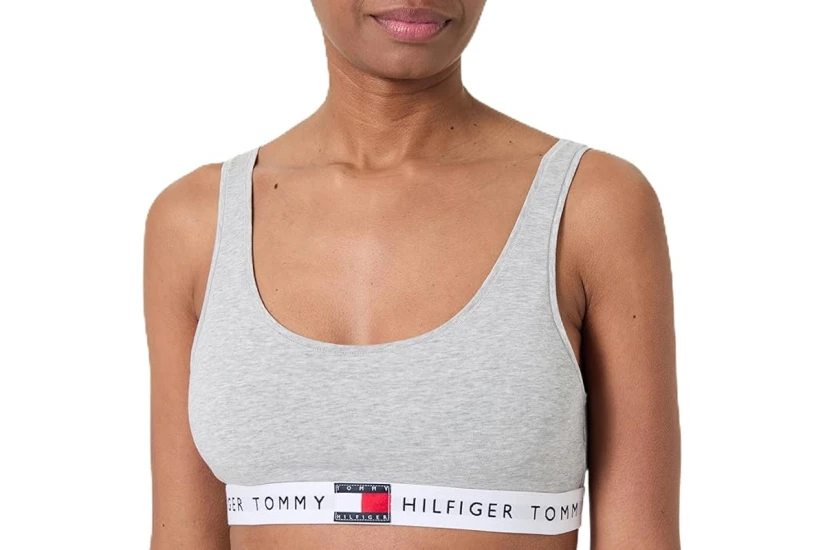 Tommy Jeans Heritage Logo Underband Bralette Γκρι, Λευκά