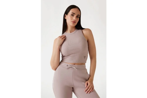Guess Rib Knit Crop Top Αμάνικο Γυναικείο (V3GP19K8RT2 G4Q9)