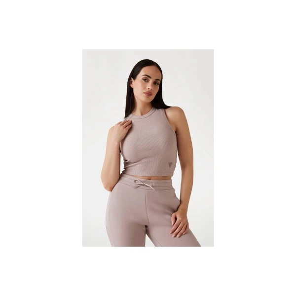 Guess Rib Knit Crop Top Αμάνικο Γυναικείο (V3GP19K8RT2 G4Q9)