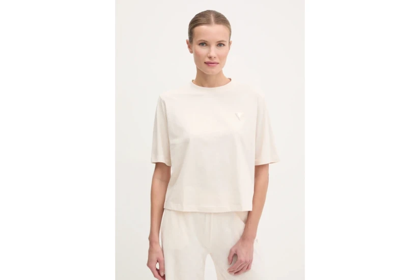 Guess Γυναικείο Κοντομάνικο T-Shirt Μπεζ