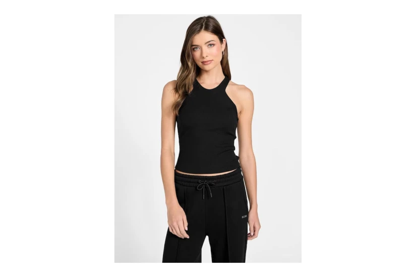 Guess Nat Rib Bra Γυναικείο Αμάνικο Top Μαύρο