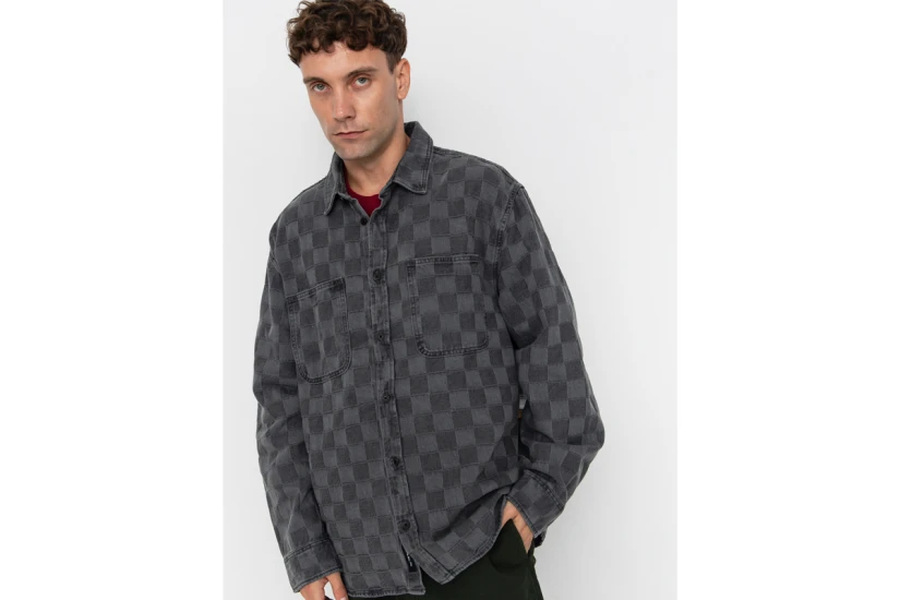 Vans Hastings Checkerboard Ανδρικό Μακρυμάνικο Πουκάμισο Γκρι Σκούρο