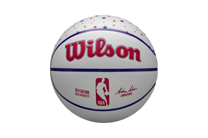 Wilson NBA Team City Collector Houston Rockets Μπάλα Μπάσκετ Λευκή, Μπλε, Κόκκινη