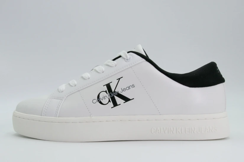Calvin Klein Ανδρικά Δερμάτινα Sneakers Λευκά, Μαύρα