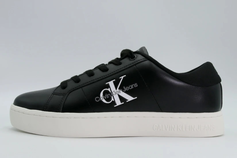 Calvin Klein Ανδρικά Δερμάτινα Sneakers Μαύρα, Λευκά