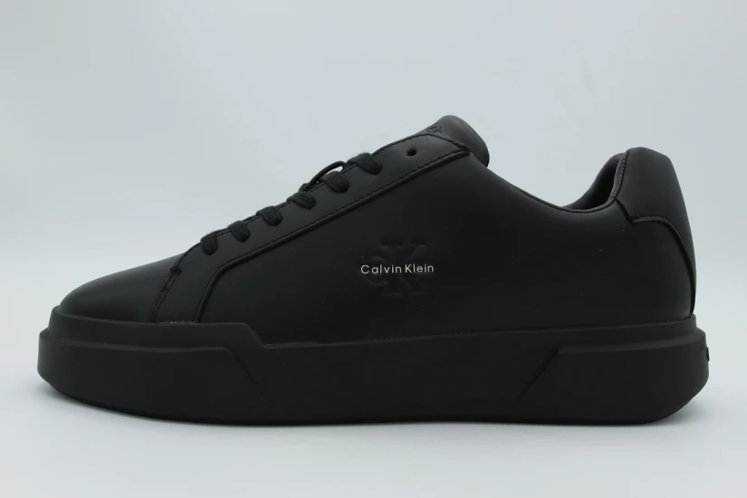 Calvin Klein Leather Signature Logo Ανδρικά Sneakers Μαύρα