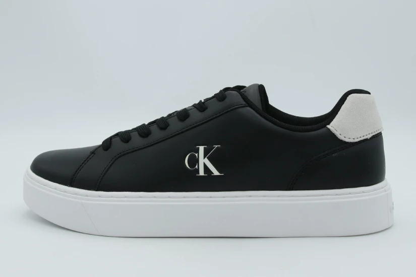Calvin Klein Baseline - Leather Signature Ανδρικά Sneakers Μαύρα, Λευκά