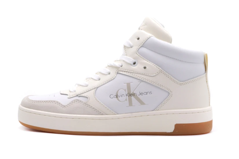 Calvin Klein Basket Cupsole Mid Lth Mono Sneakers (YW0YW00877 02X)