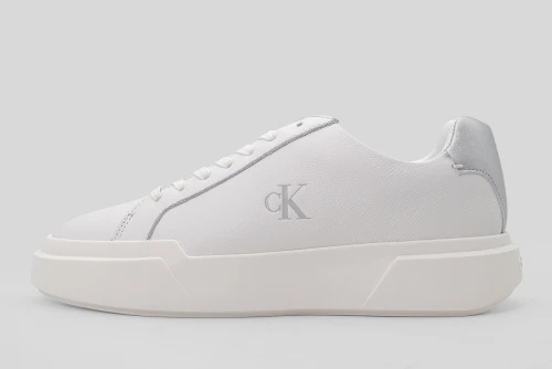 Calvin Klein Avenue Leather Silver Tab Sneakers (YW0YW01948 0LC)