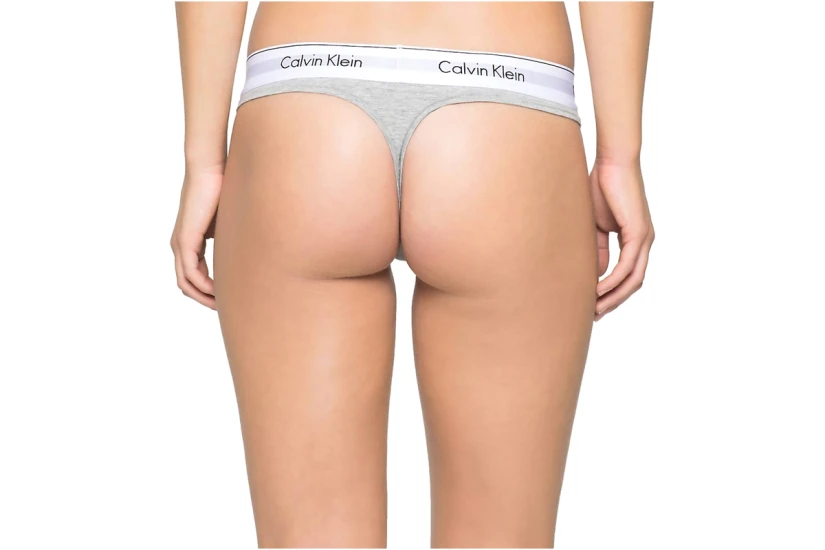 Calvin Klein Modern Cotton Γυναικείο Εσώρουχο String Γκρι, Λευκό
