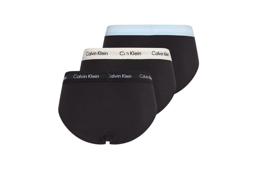 Calvin Klein Cotton Stretch Ανδρικά Εσώρουχα Σλιπ Μαύρα, Σιέλ, Εκρού 3 Τεμάχια