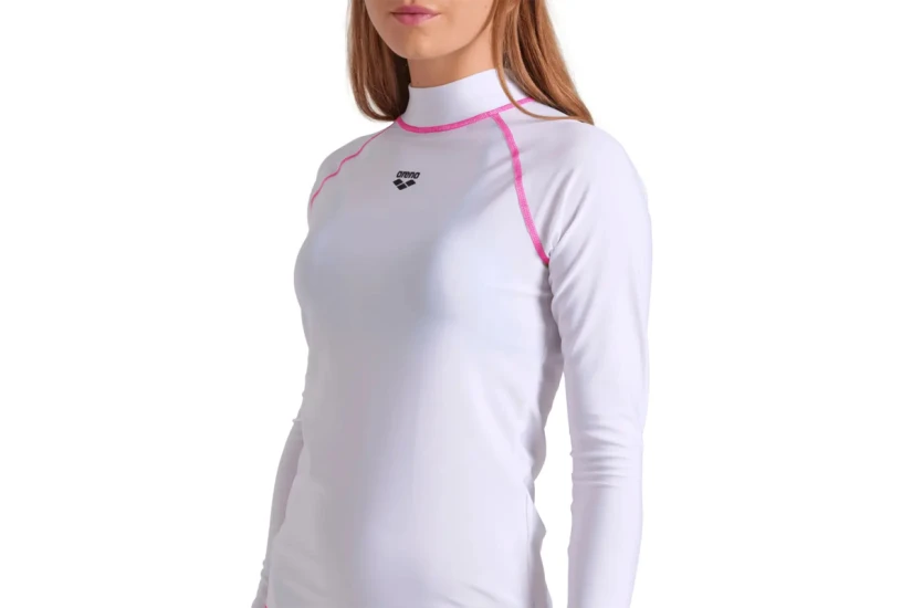 Arena Rash Vest Graphic Γυναικεία Μακρυμάνικη Μπλούζα UV Protection Λευκή