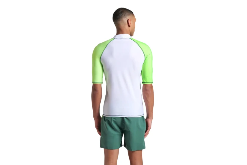 Arena Rash Vest Graphic Ανδρική Κοντομάνικη Μπλούζα UV Protection Λευκή, Λαχανί