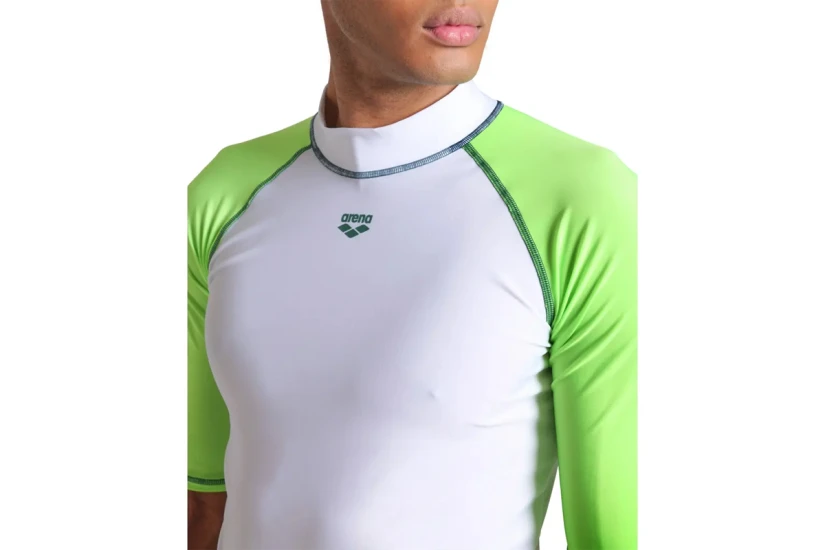 Arena Rash Vest Graphic Ανδρική Κοντομάνικη Μπλούζα UV Protection Λευκή, Λαχανί