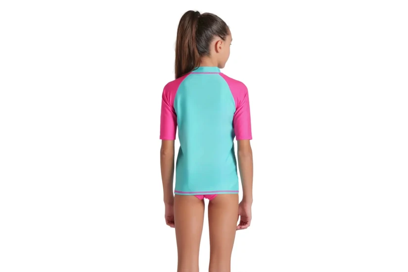 Arena Rash Vest Graphic Παιδική Κοντομάνικη Μπλούζα UV Protection Βεραμάν, Φούξια