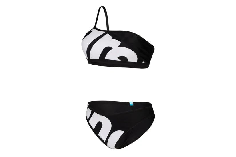 Arena Logo Single Shoulder Γυναικείο Μαγιό Bikini Μαύρο, Λευκό