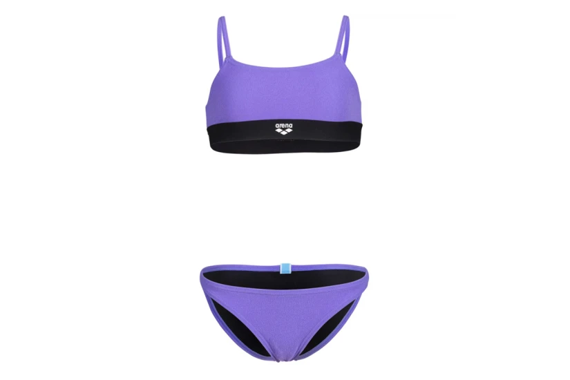 Arena Team Stripe Crop Γυναικείο Μαγιό Bikini Μωβ, Μαύρο