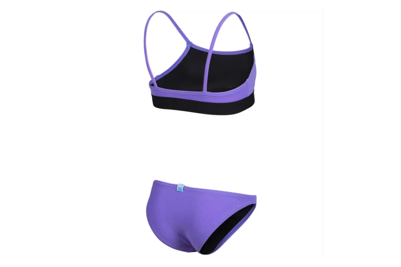 Arena Team Stripe Crop Γυναικείο Μαγιό Bikini Μωβ, Μαύρο