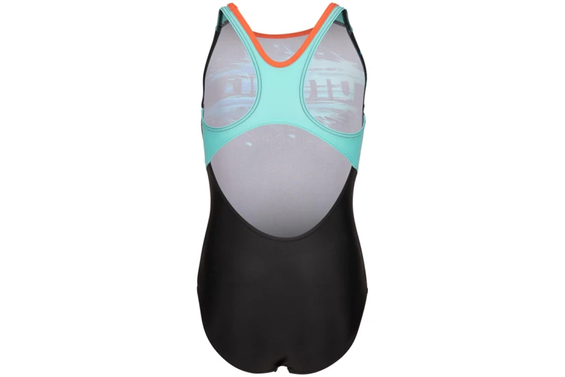 Arena Paint Swim Pro Back Παιδικό Ολόσωμο Μαγιό Μαύρο, Μπλε, Τυρκουάζ, Πορτοκαλί