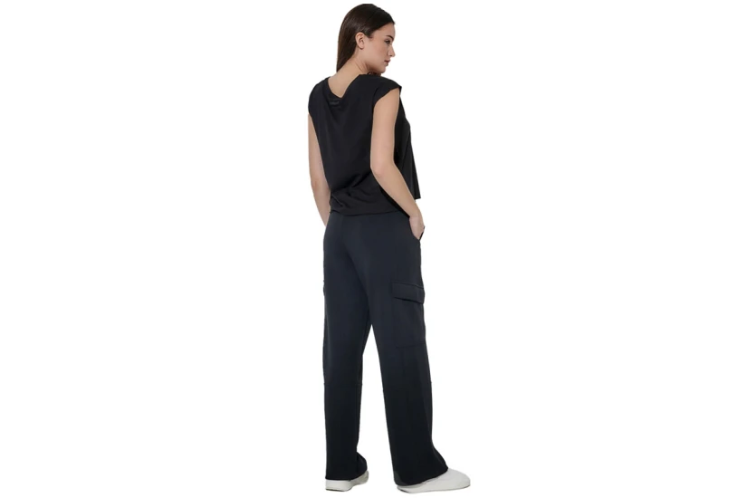 Body Action Modal Wide-Leg Γυναικείο Παντελόνι Φόρμας Μαύρο