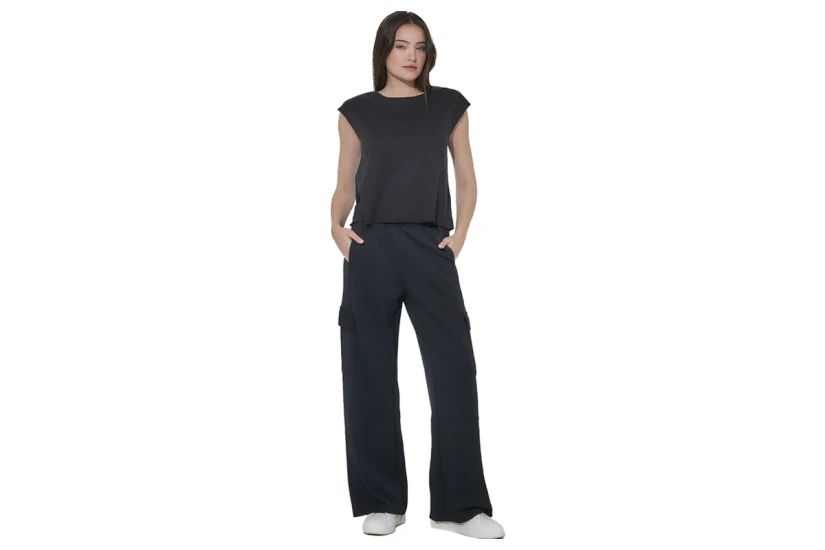 Body Action Modal Wide-Leg Γυναικείο Παντελόνι Φόρμας Μαύρο