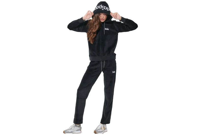 Body Action Basic Velour Παντελόνι Φόρμας Γυναικείο (021628 BLACK-01)