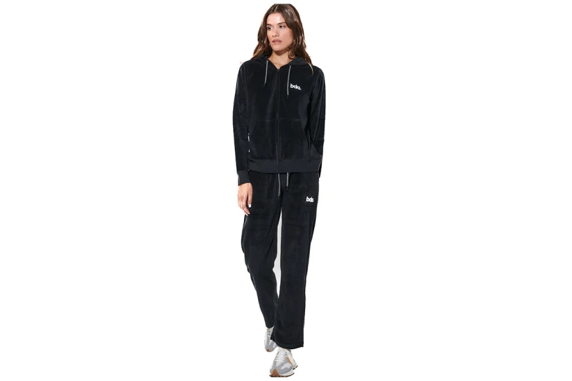 Body Action Basic Velour Παντελόνι Φόρμας Γυναικείο (021628 BLACK-01)