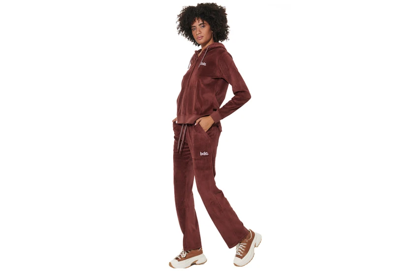Body Action Basic Velour Παντελόνι Φόρμας Γυναικείο (021628 BURGUNDY BROWN-06)