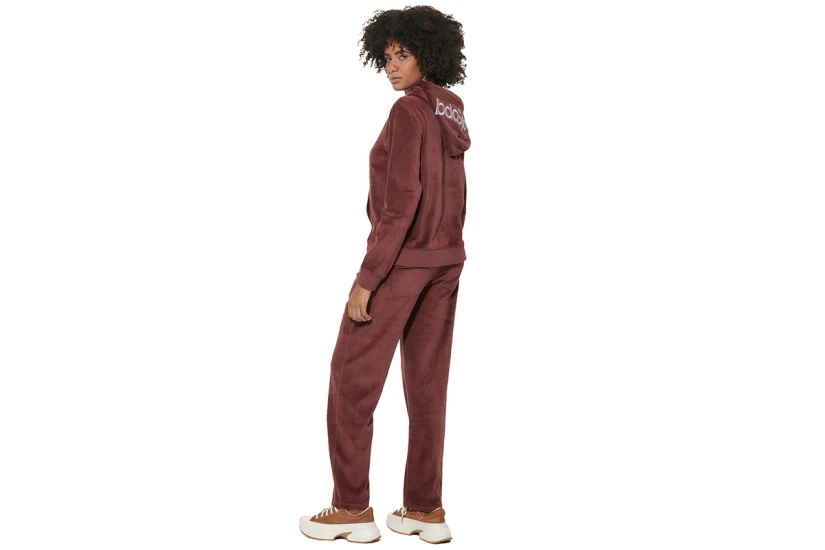 Body Action Basic Velour Παντελόνι Φόρμας Γυναικείο (021628 BURGUNDY BROWN-06)