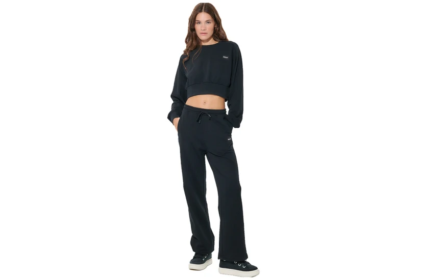 Body Action French Terry Παντελόνι Φόρμας Γυναικείο (021631 BLACK-01)