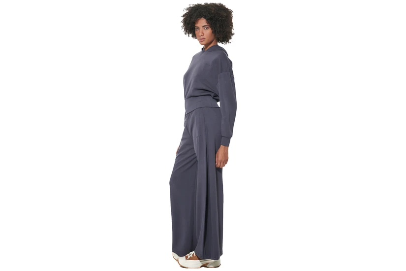 Body Action Modal Wide-Leg Παντελόνι Φόρμας Γυναικείο (021634 EBONY BLUE-04E)