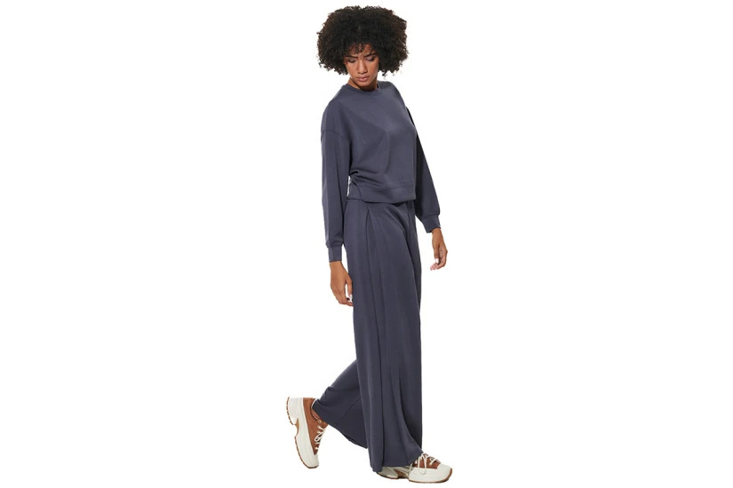 Body Action Modal Wide-Leg Παντελόνι Φόρμας Γυναικείο (021634 EBONY BLUE-04E)