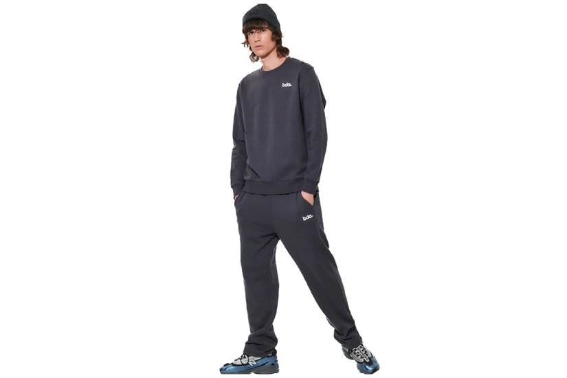Body Action Fleece Open-Leg Παντελόνι Φόρμας Ανδρικό (023628 EBONY BLUE-04E)