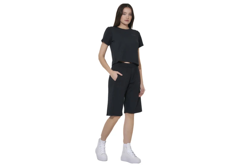 Body Action Wide-Leg Γυναικεία Αθλητική Βερμούδα Μαύρη