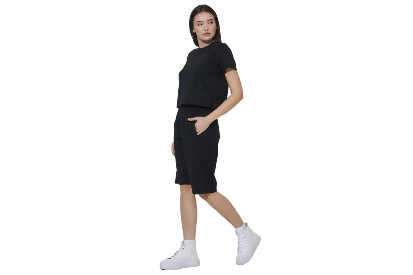 Body Action Wide-Leg Γυναικεία Αθλητική Βερμούδα Μαύρη